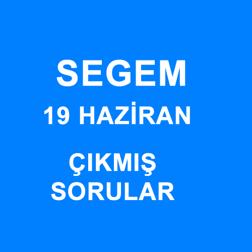 Segem 19 Haziran Çıkmış Sorular